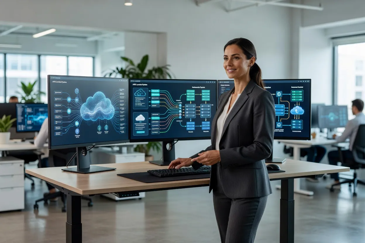 Data engineer configurant un pipeline de données sur une plateforme cloud d'entreprise