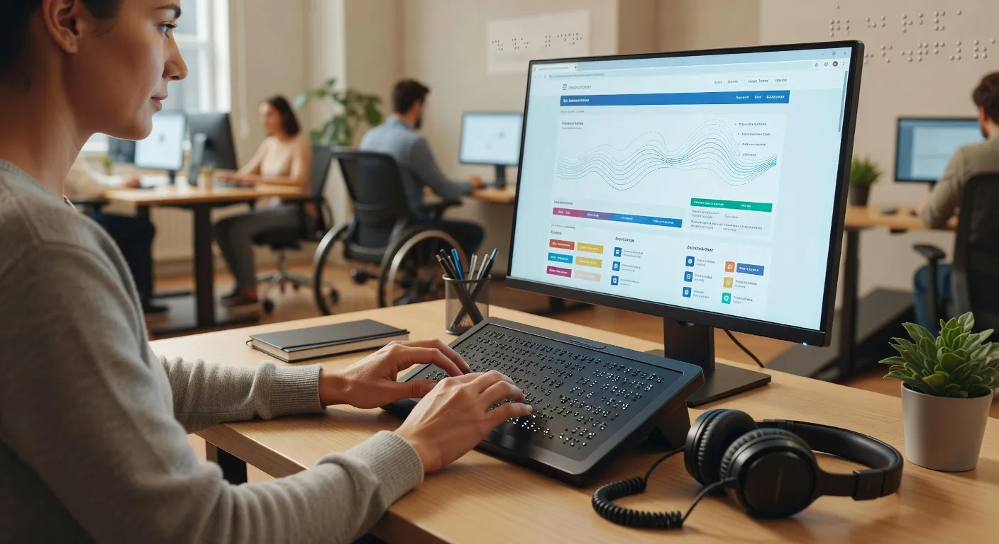 Utilisateur de lecteur d'écran naviguant un site accessible