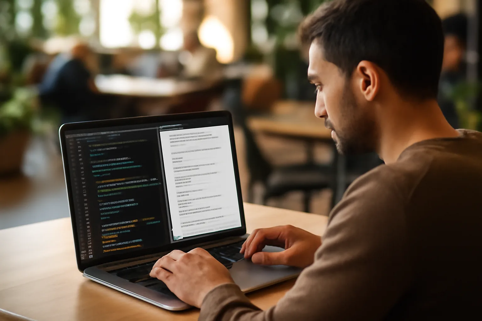 Jeune professionnelle en entretien d'embauche présentant un portfolio de projets data science sur une tablette