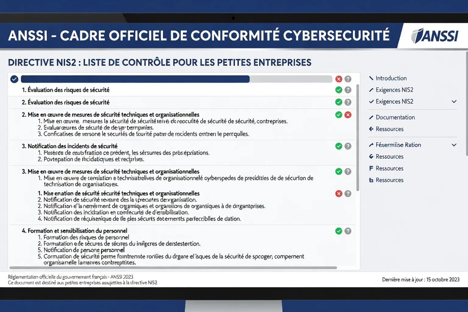Tableau des 10 mesures NIS2 avec indicateurs de priorité pour PME