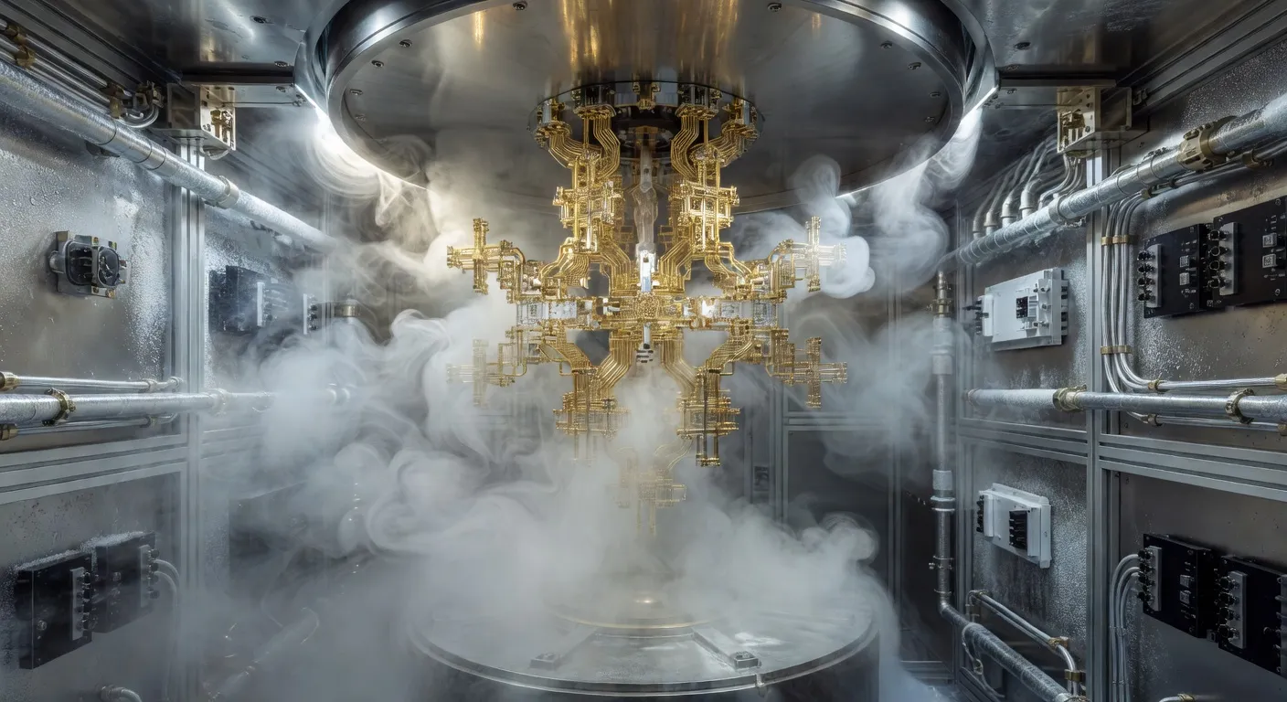 Intérieur d'un ordinateur quantique cryogénique