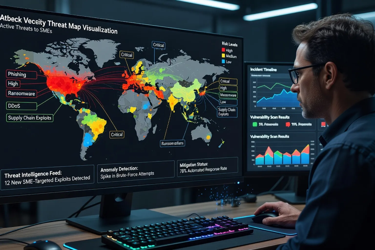 Tableau de bord de conformité cybersécurité NIS2 pour PME avec indicateurs verts et rouges